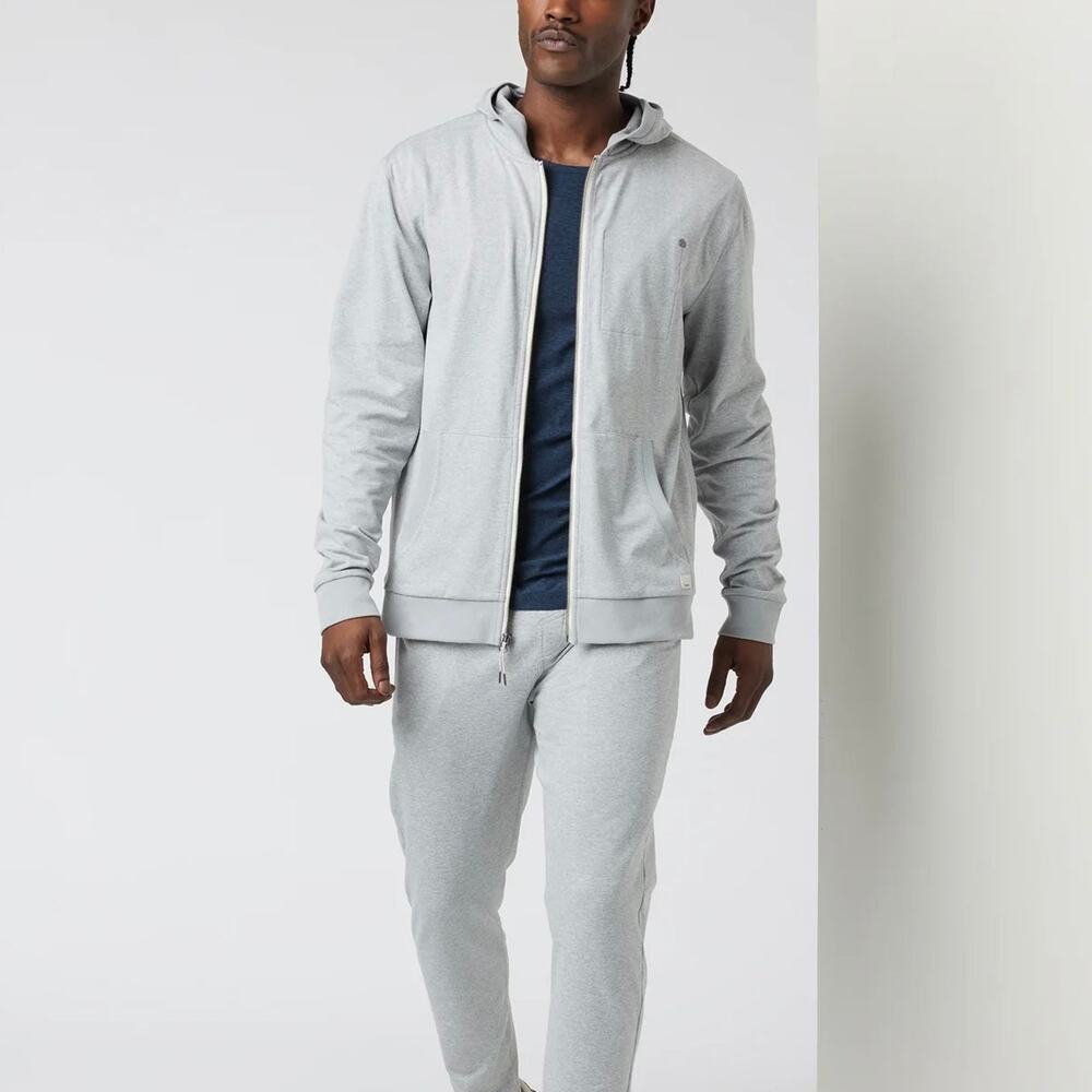 VUORI Light Heather Grey Coronado Hoodie Small NEW Full Zip Performance Jacket